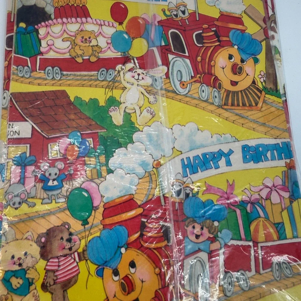 Vintage Gibson Lot of 3 Birthday Gift‎ Wrapping Paper Two BIG Sheets NIP 8 SQ FT